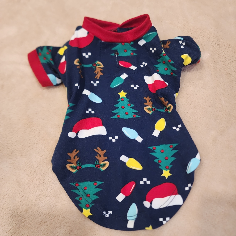 Holiday Time Festive Dog Shirt - Red, Green, Blue